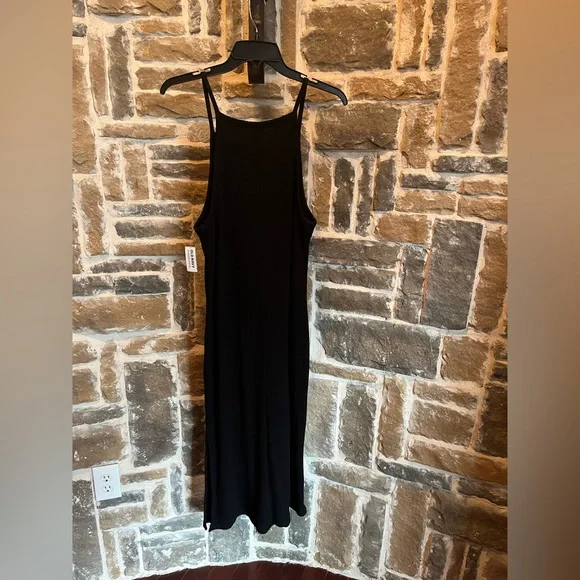 strapless open back dress The Luxe Rib Long Sleeve Henley Maxi - Black - XXS main image 1